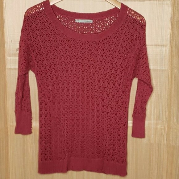 Maurices Womens Mauve Pink Open Knit 3/4 Sleeve Lightweight Sweater Small - Picture 1 of 7